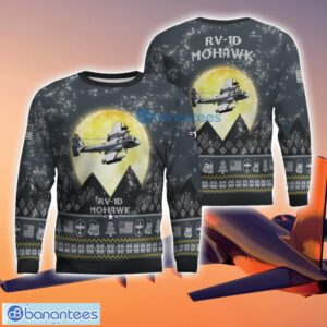 RV-1D Mohawk OV1 RV1D 3D Aircraft Moonlight Grey Ugly Christmas Sweater For Fans Product Photo 1