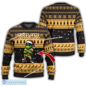 CFL Hamilton Tiger Cats Grinch Style Ugly Christmas Sweater Gift For Adult - CFL Hamilton Tiger Cats New Grinch Ugly Christmas Sweater Photo 1