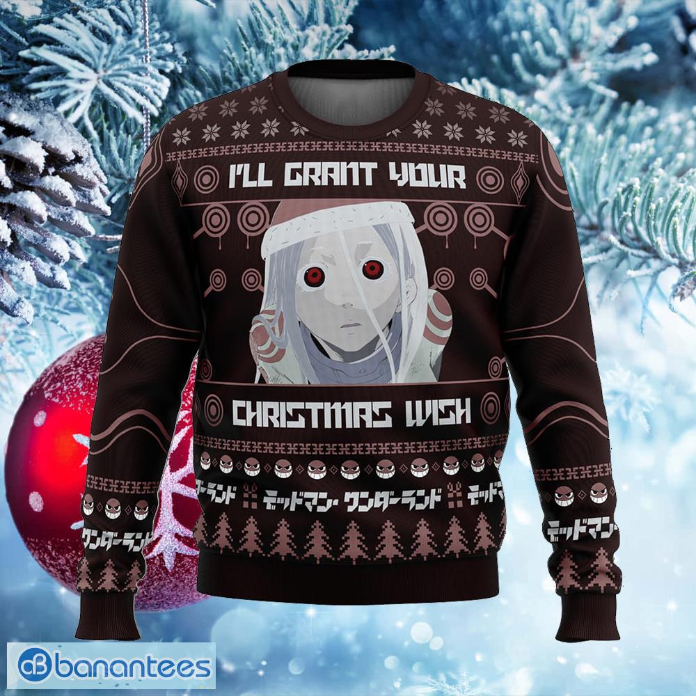 ill grant your christmas wish deadman wonderland hallelujah knitted christmas sweater gift for adult image Ill Grant Your Christmas Wish Deadman Wonderland Hallelujah Knitted Christmas Sweater Gift For Adult - Ill Grant Your Christmas Wish Deadman Wonderland Ugly Christmas Sweater Photo_1