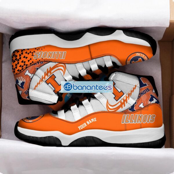 Illinois Fighting Illini Air Jordan 11 Sneakers Custom Name Special Shoes For Fans Product Photo 2