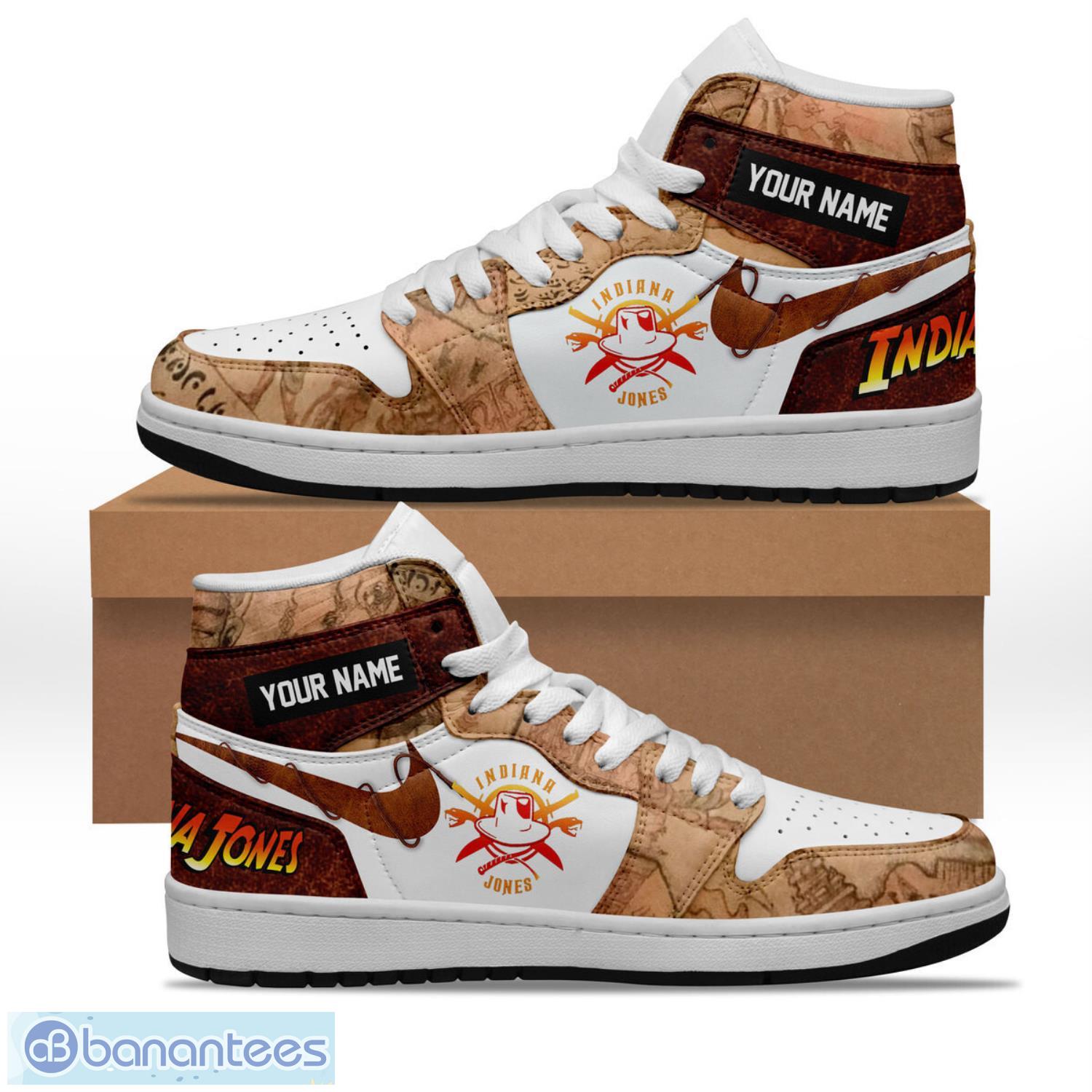 indiana jones air jordan hightop sneakers shoes aj1 gift ideas shoes image Indiana Jones Air Jordan Hightop Sneakers Shoes AJ1 Gift Ideas Shoes Product Photo 1