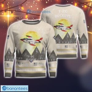T-2C Buckeye T2C All Printed Aircraft Moonlight Ugly Christmas Sweater Product Photo 1