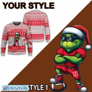 NCAA Nebraska Cornhuskers Player Grinch Ugly Xmas Sweater Gift Holidays - NCAA Nebraska Cornhuskers New Grinch Ugly Christmas Sweater Photo 2