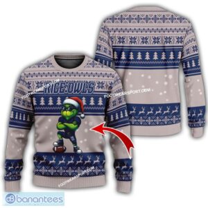 NCAA Rice Owls Player Grinch Knitted Xmas Sweater Gift Holidays - NCAA Rice Owls New Grinch Ugly Christmas Sweater Photo 1