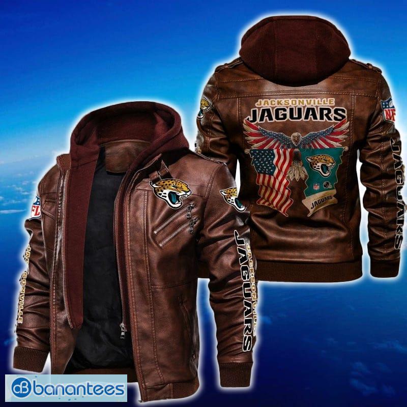 jacksonville jaguars nfl eagle 2d leather jacket black and brown color 1 image Jacksonville Jaguars NFL Eagle 2D Leather Jacket Black And Brown Color - Jacksonville Jaguars NFL Eagle Leather Jacket_2