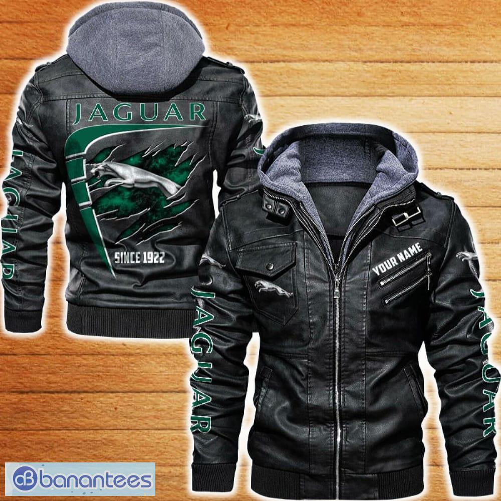 jaguar leather jacket black and brown color car logo trending all over print gift fans custom name image Jaguar Leather Jacket Black And Brown Color Car Logo Trending All OVer Print Gift Fans Custom Name - Jaguar Leather Jacket Car For Fans_1