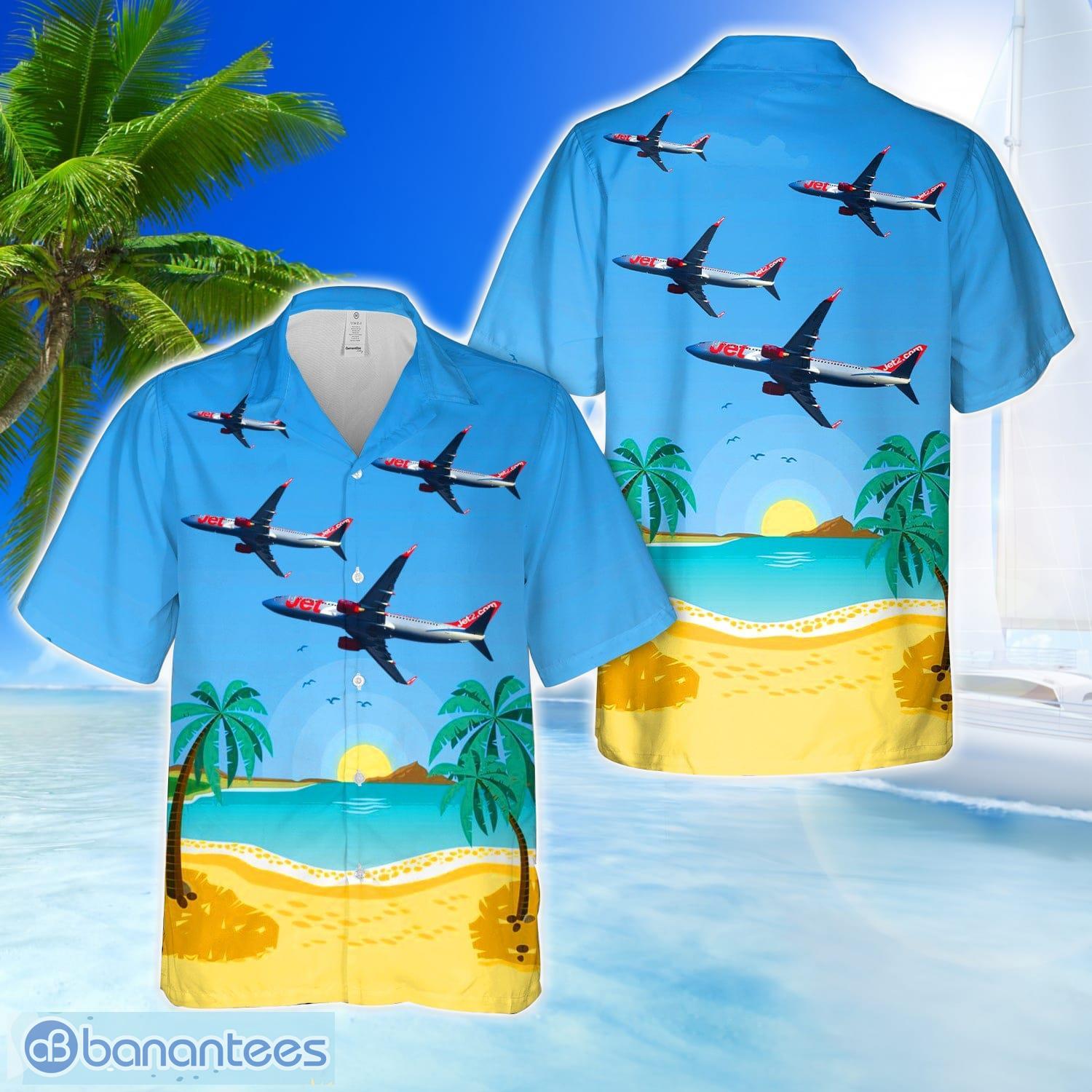 jet2 boeing 737 800 3d hawaiian shirt beach team gift image JET2 Boeing 737-800 3D Hawaiian Shirt Beach Team Gift Product Photo 1