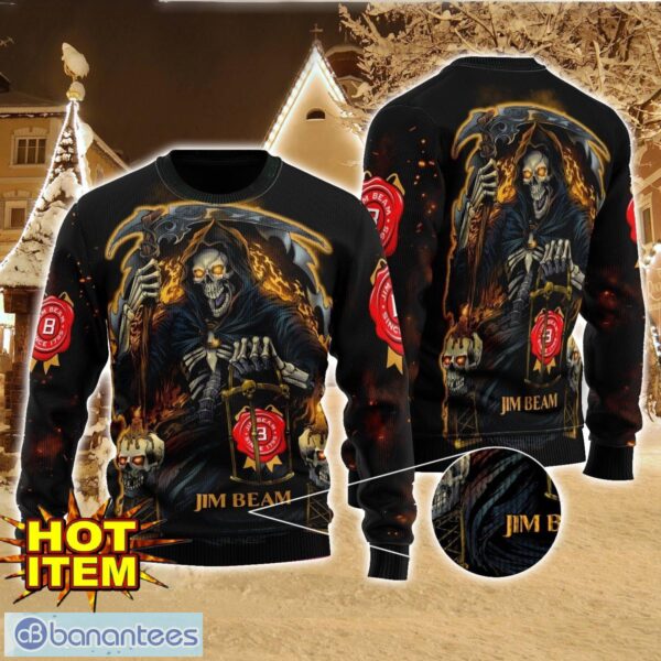 Jim Beam Death Halloween All Over Print Sweater Halloween Gift For men And Women Product Photo 1