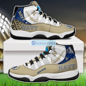 Navy Midshipmen Air Jordan 11 Sneakers Custom Name Special Shoes For Fans Product Photo 1
