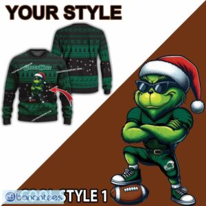 NCAA Tulane Green Wave Grinch Style Knitted Christmas Sweater AOP Gift For Adult - NCAA Tulane Green Wave New Grinch Ugly Christmas Sweater Photo 2