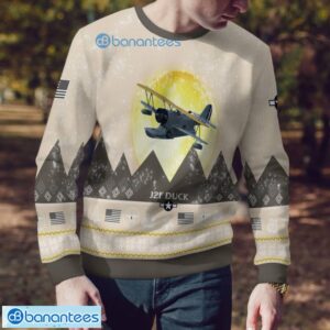 Grumman J2F Duck All Printed Aircraft Moonlight Ugly Christmas Sweater Christmas Gift Product Photo 4