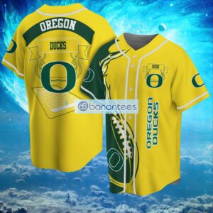 NCAA Oregon Ducks Logo Design Fire Ball Baseball Jersey Shirt Full Print Product Photo 1