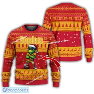 NFL Pittsburgh Steelers Grinch Style Knitted Christmas Sweater Gift For Adult - NFL Pittsburgh Steelers New Grinch Ugly Christmas Sweater Photo 1