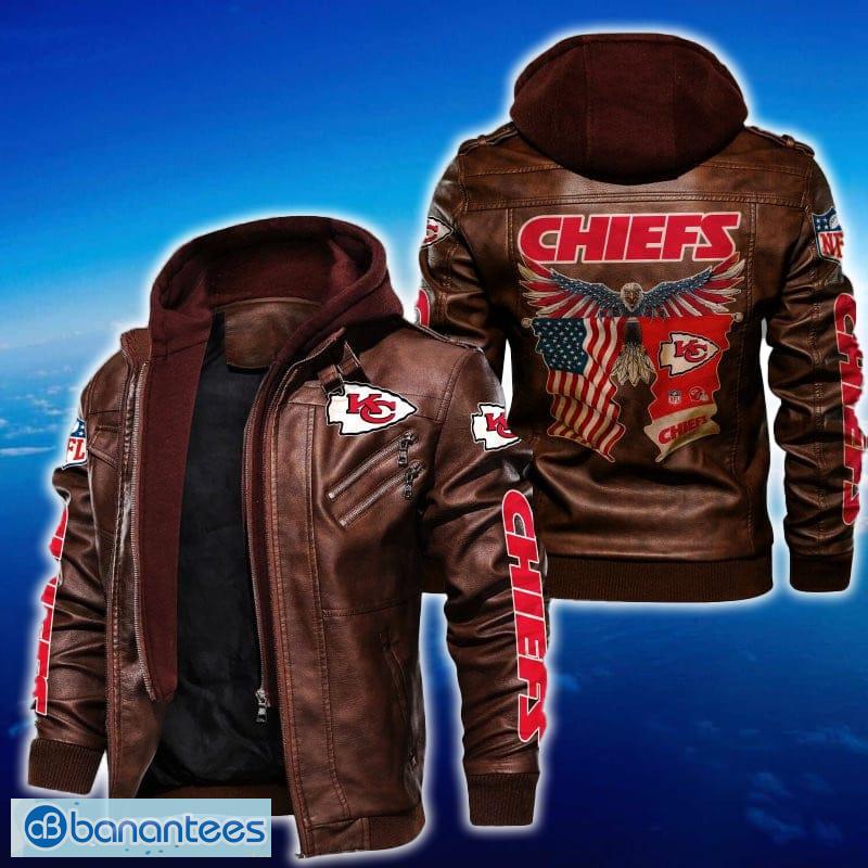 kansas city chiefs nfl eagle 2d leather jacket black and brown color 1 image Kansas City Chiefs NFL Eagle 2D Leather Jacket Black And Brown Color - Kansas City Chiefs NFL Eagle Leather Jacket_2