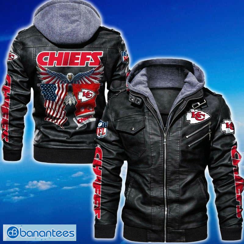 kansas city chiefs nfl eagle 2d leather jacket black and brown color image Kansas City Chiefs NFL Eagle 2D Leather Jacket Black And Brown Color - Kansas City Chiefs NFL Eagle Leather Jacket_1