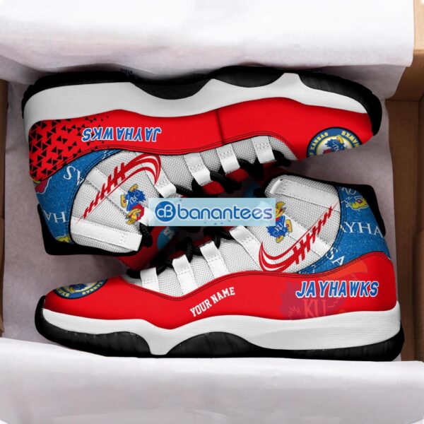 Kansas Jayhawks Air Jordan 11 Sneakers Custom Name Special Shoes For Fans Product Photo 2
