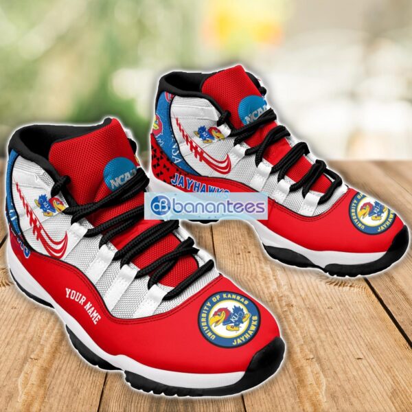Kansas Jayhawks Air Jordan 11 Sneakers Custom Name Special Shoes For Fans Product Photo 3