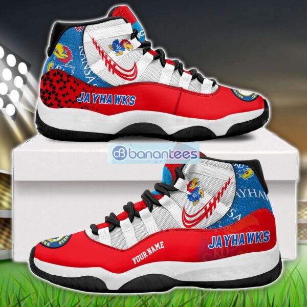 Kansas Jayhawks Air Jordan 11 Sneakers Custom Name Special Shoes For Fans Product Photo 1