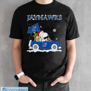 Kansas Jayhawks Snoopy And Woodstock Driving Car Cute Snoopy Limited Edition Shirt - Black Unisex T-Shirt