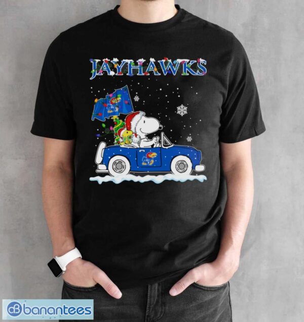 Kansas Jayhawks Snoopy And Woodstock Driving Car Cute Snoopy Limited Edition Shirt - Black Unisex T-Shirt