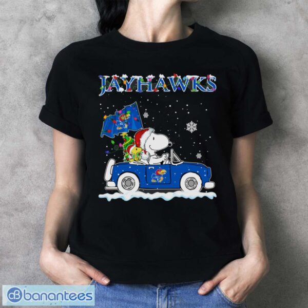 Kansas Jayhawks Snoopy And Woodstock Driving Car Cute Snoopy Limited Edition Shirt - Ladies T-Shirt