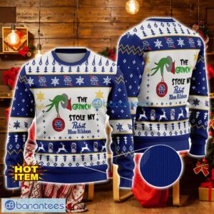 Grinch Stole Pabst Blue Ribbon AOP Ugly Christmas Sweater Christmas Gift Gift For Family Product Photo 1