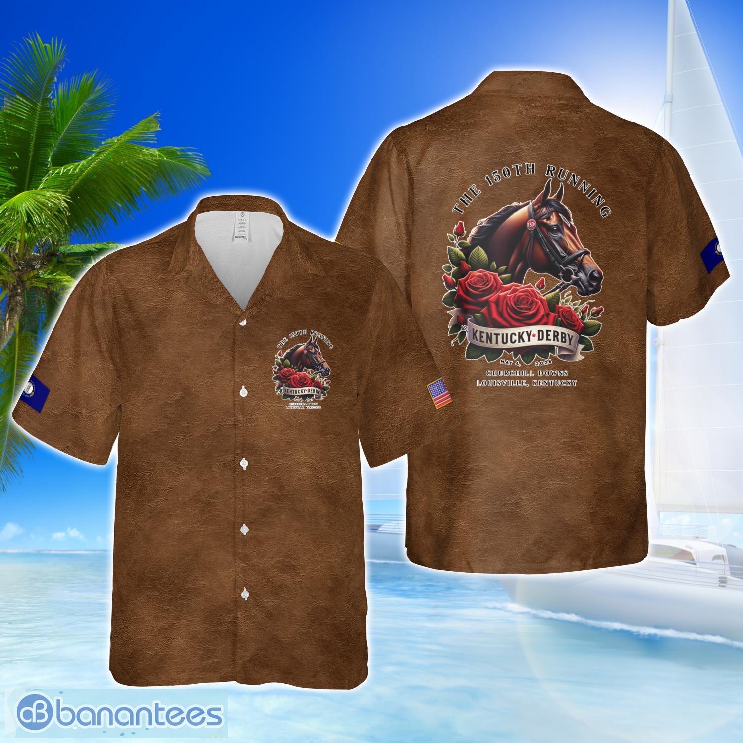 kentucky derby 150th anniversary 3d hawaiian shirt beach team gift image Kentucky Derby 150th Anniversary 3D Hawaiian Shirt Beach Team Gift Product Photo 1