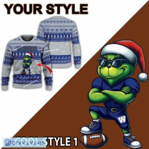 CFL Winnipeg Blue Bombers New Grinch Knitted Christmas Sweater Gift For Men And Women - CFL Winnipeg Blue Bombers New Grinch Ugly Christmas Sweater Photo 2