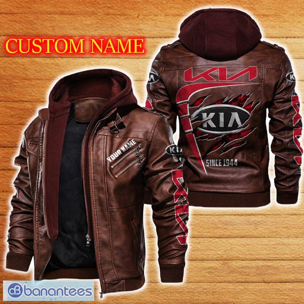kia leather jacket black and brown color car logo trending all over print gift fans custom name 1 image Kia Leather Jacket Black And Brown Color Car Logo Trending All OVer Print Gift Fans Custom Name - Kia Leather Jacket Car For Fans_2