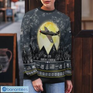 P-39 Airacobra P39 3D Aircraft Moonlight Grey Ugly Christmas Sweater For Fans Product Photo 4