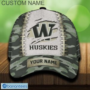 Washington Huskies 3D Hat And Cap Beach Design Camo Green For Fans Gift Custom Name - Washington Huskies 3D Hat And Cap Camo_1