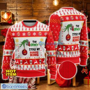 Grinch Stole Burger King AOP Ugly Christmas Sweater Christmas Gift Gift For Family Product Photo 1