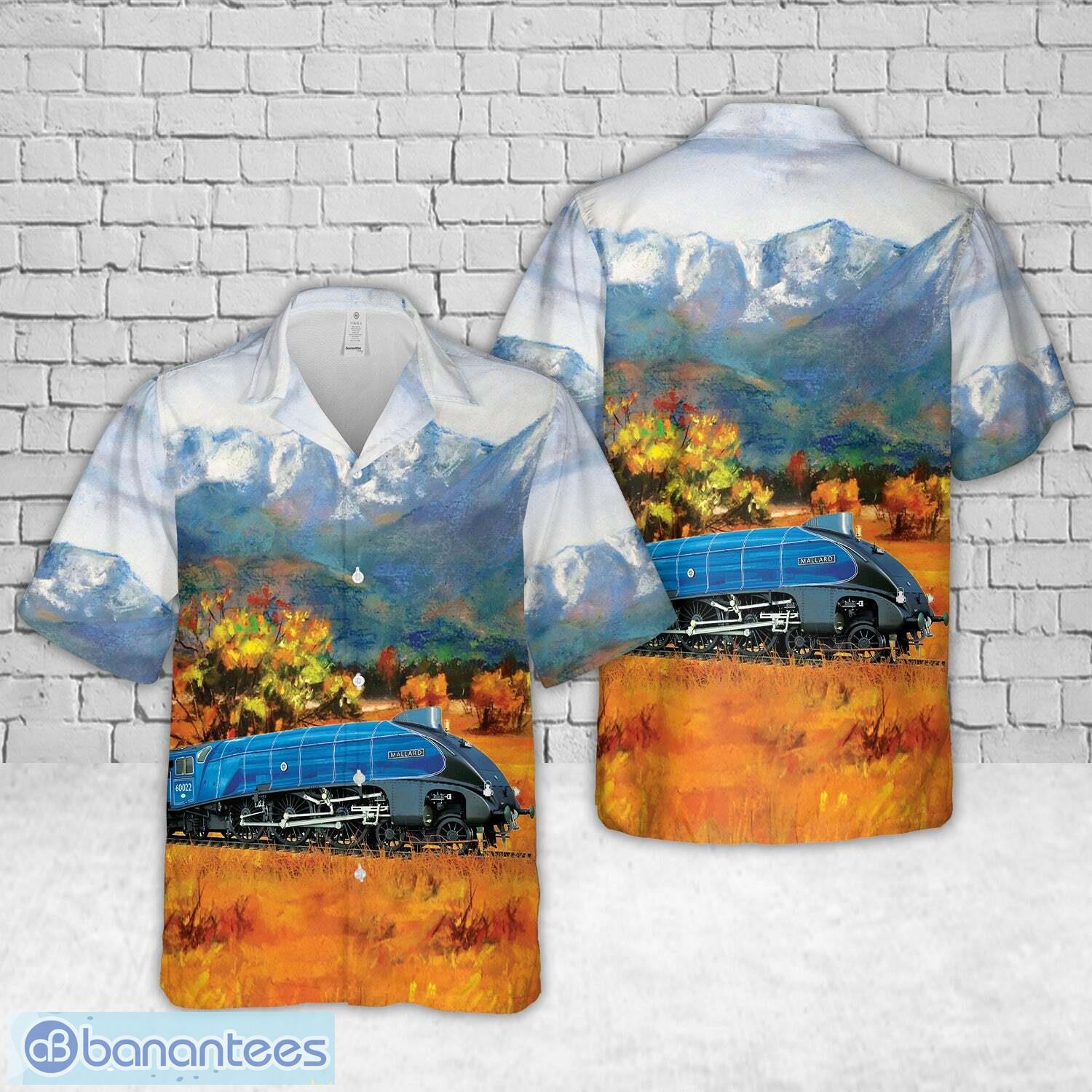 lner class a4 4468 mallard hawaiian shirt image LNER Class A4 4468 Mallard Hawaiian Shirt - LNER Class A4 4468 Mallard Hawaiian Shirt-1
