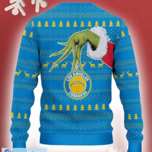 Los Angeles Chargers Grinch Driving Funny 3D Ugly Christmas Sweater For Men Women - Los Angeles Chargers Christmas Sweater Grinch Driving Photo 3