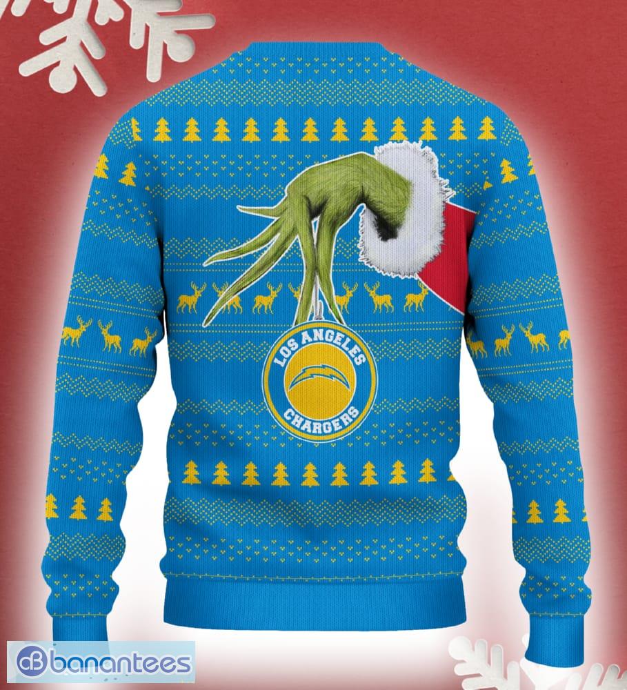 los angeles chargers grinch driving funny 3d ugly christmas sweater for men women 1 image Los Angeles Chargers Grinch Driving Funny 3D Ugly Christmas Sweater For Men Women - Los Angeles Chargers Christmas Sweater Grinch Driving Photo 3