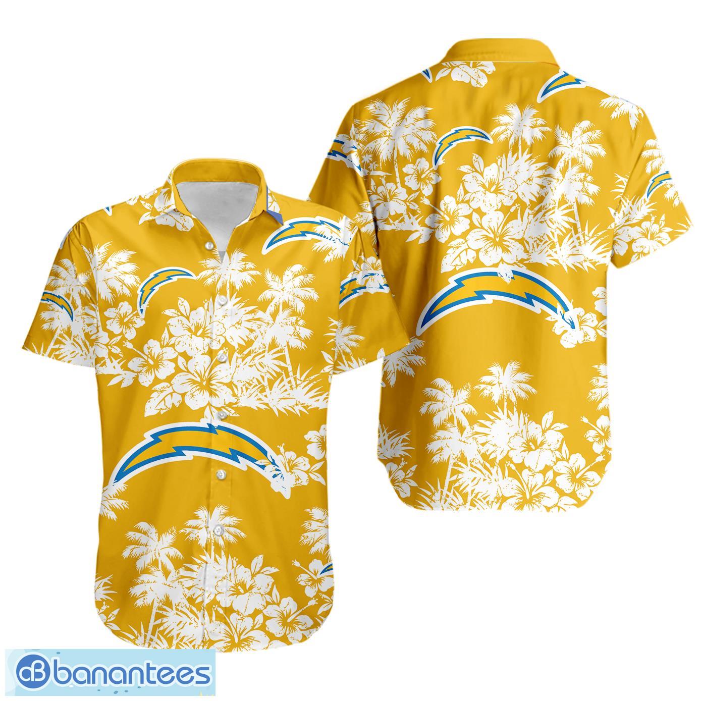 los angeles chargers tropical hawaii style short sleeve hawaiian shirt image Los Angeles Chargers Tropical Hawaii Style Short Sleeve Hawaiian Shirt Product Photo 1