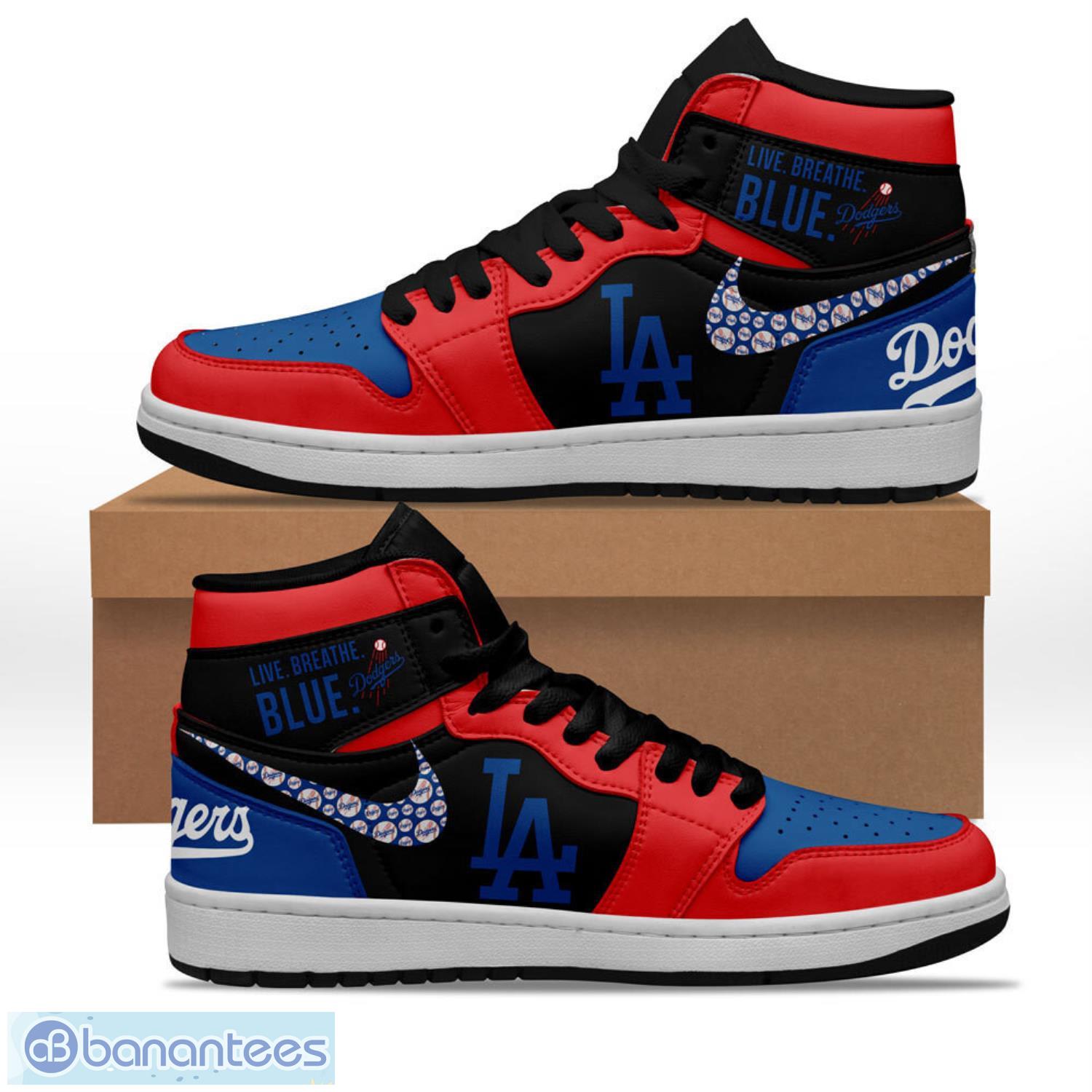 los angeles dodgers air jordan hightop sneakers shoes for men and women aj1 sneakers image Los Angeles Dodgers Air Jordan Hightop Sneakers Shoes For Men And Women AJ1 Sneakers Product Photo 1