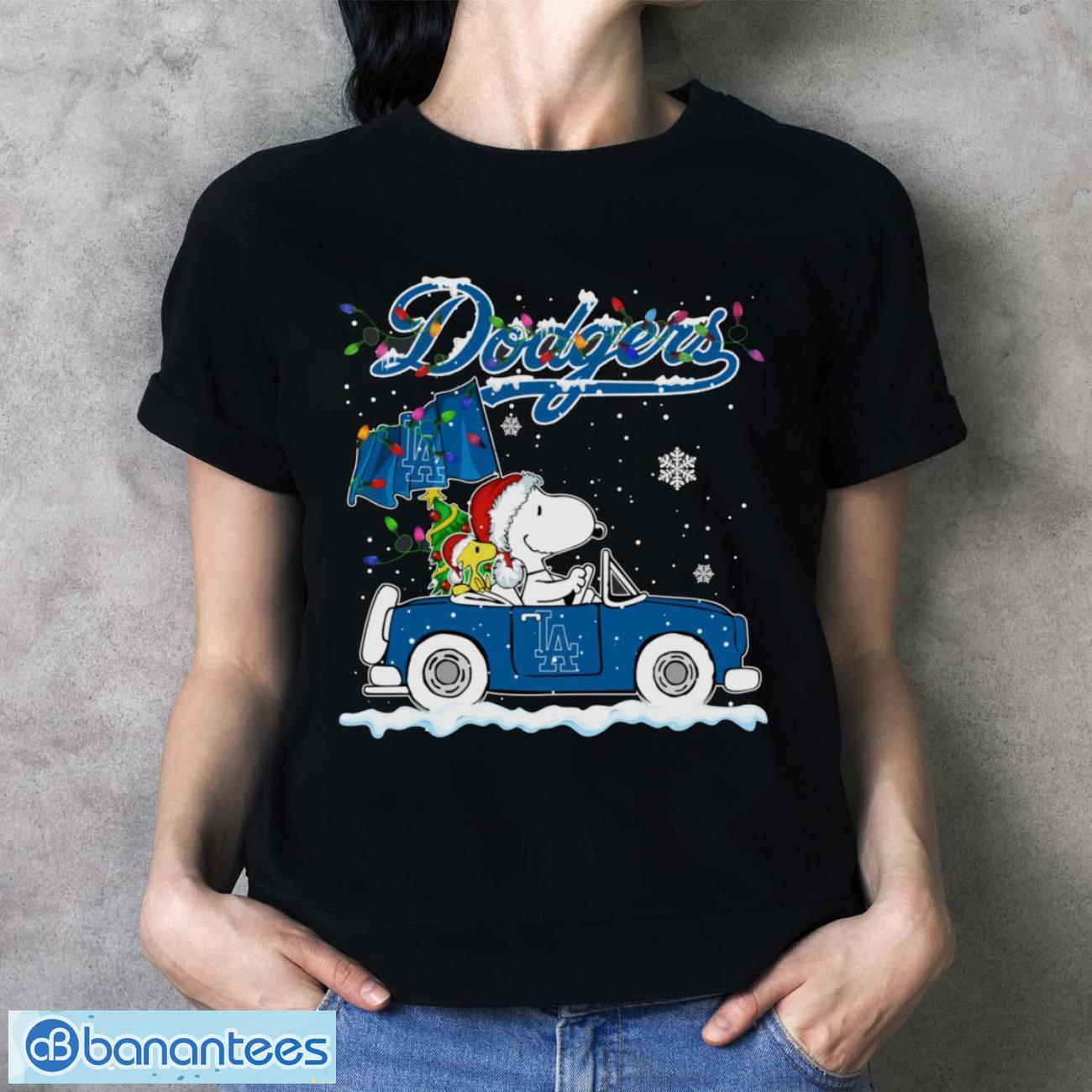 los angeles dodgers snoopy and woodstock driving car cute snoopy limited edition shirt 3 image Los Angeles Dodgers Snoopy And Woodstock Driving Car Cute Snoopy Limited Edition Shirt - Ladies T-Shirt