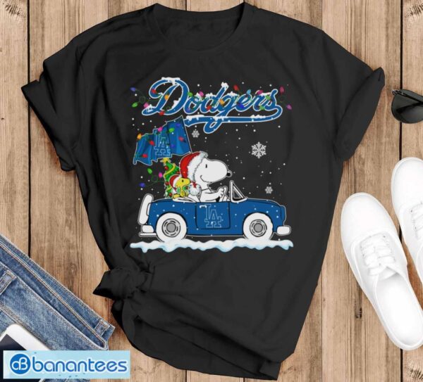 Los Angeles Dodgers Snoopy And Woodstock Driving Car Cute Snoopy Limited Edition Shirt - Black T-Shirt