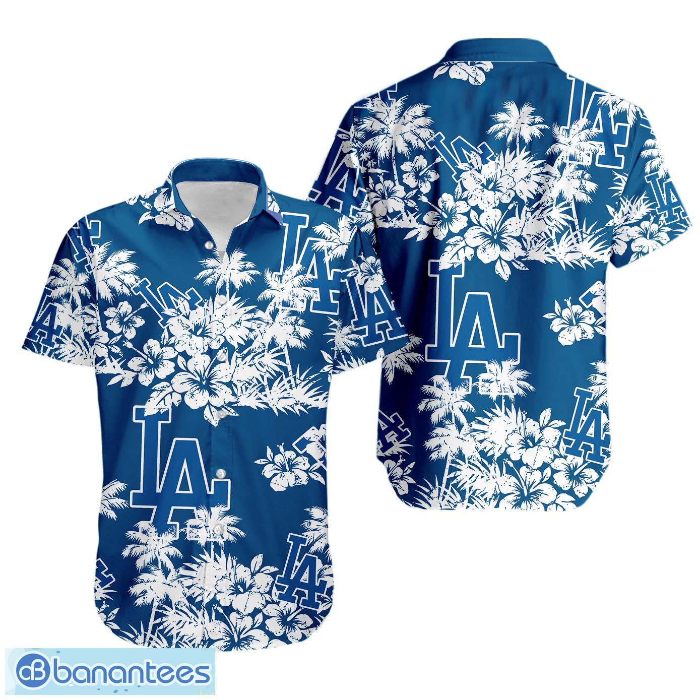 los angeles dodgers tropical hawaii style short sleeve hawaiian shirt image Los Angeles Dodgers Tropical Hawaii Style Short Sleeve Hawaiian Shirt Product Photo 1