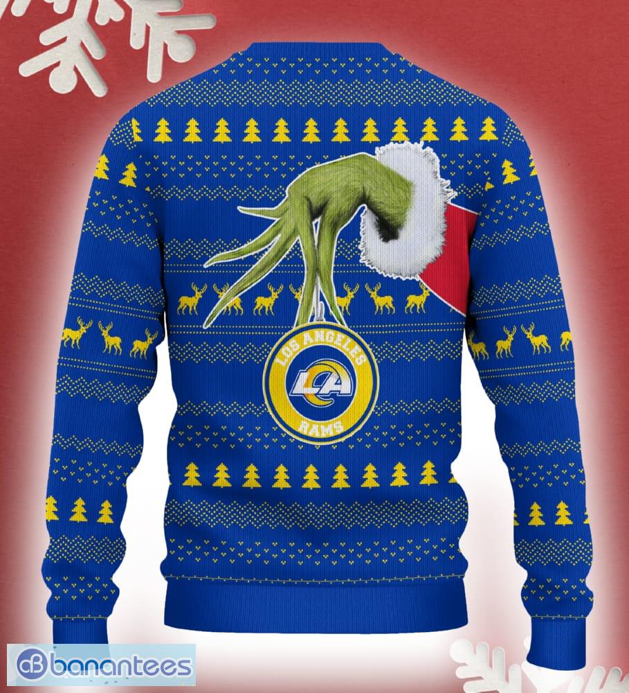 los angeles rams grinch driving funny 3d ugly christmas sweater for men women 1 image Los Angeles Rams Grinch Driving Funny 3D Ugly Christmas Sweater For Men Women - Los Angeles Rams Christmas Sweater Grinch Driving Photo 3