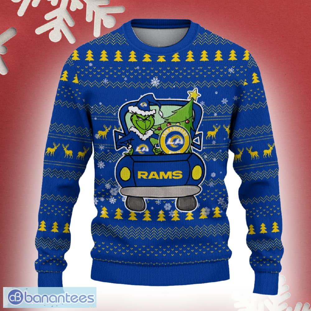 los angeles rams grinch driving funny 3d ugly christmas sweater for men women image Los Angeles Rams Grinch Driving Funny 3D Ugly Christmas Sweater For Men Women - Los Angeles Rams Christmas Sweater Grinch Driving Photo 2