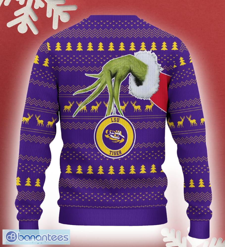 lsu tigers grinch driving funny 3d ugly christmas sweater for men women 1 image LSU tigers Grinch Driving Funny 3D Ugly Christmas Sweater For Men Women - LSU tigers Christmas Sweater Grinch Driving Photo 3