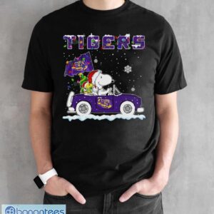 LSU Tigers Snoopy And Woodstock Driving Car Cute Snoopy Limited Edition Shirt - Black Unisex T-Shirt