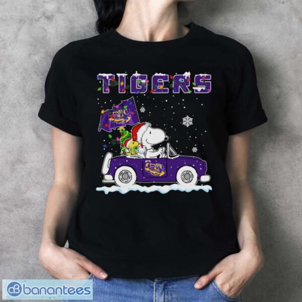 LSU Tigers Snoopy And Woodstock Driving Car Cute Snoopy Limited Edition Shirt - Ladies T-Shirt