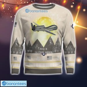 RQ-4 Global Hawk RQ4 All Printed Aircraft Moonlight Ugly Christmas Sweater Product Photo 2