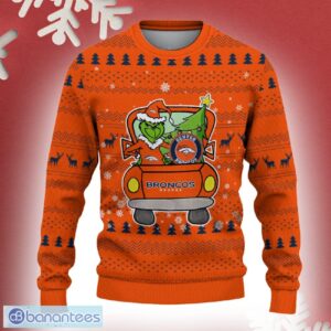 Denver Broncos Grinch Driving Funny 3D Ugly Christmas Sweater For Men Women - Denver Broncos Christmas Sweater Grinch Driving Photo 2