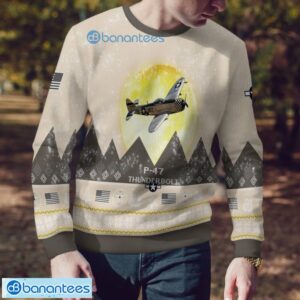 P-47 Thunderbolt P47 All Printed Aircraft Moonlight Ugly Christmas Sweater Product Photo 4