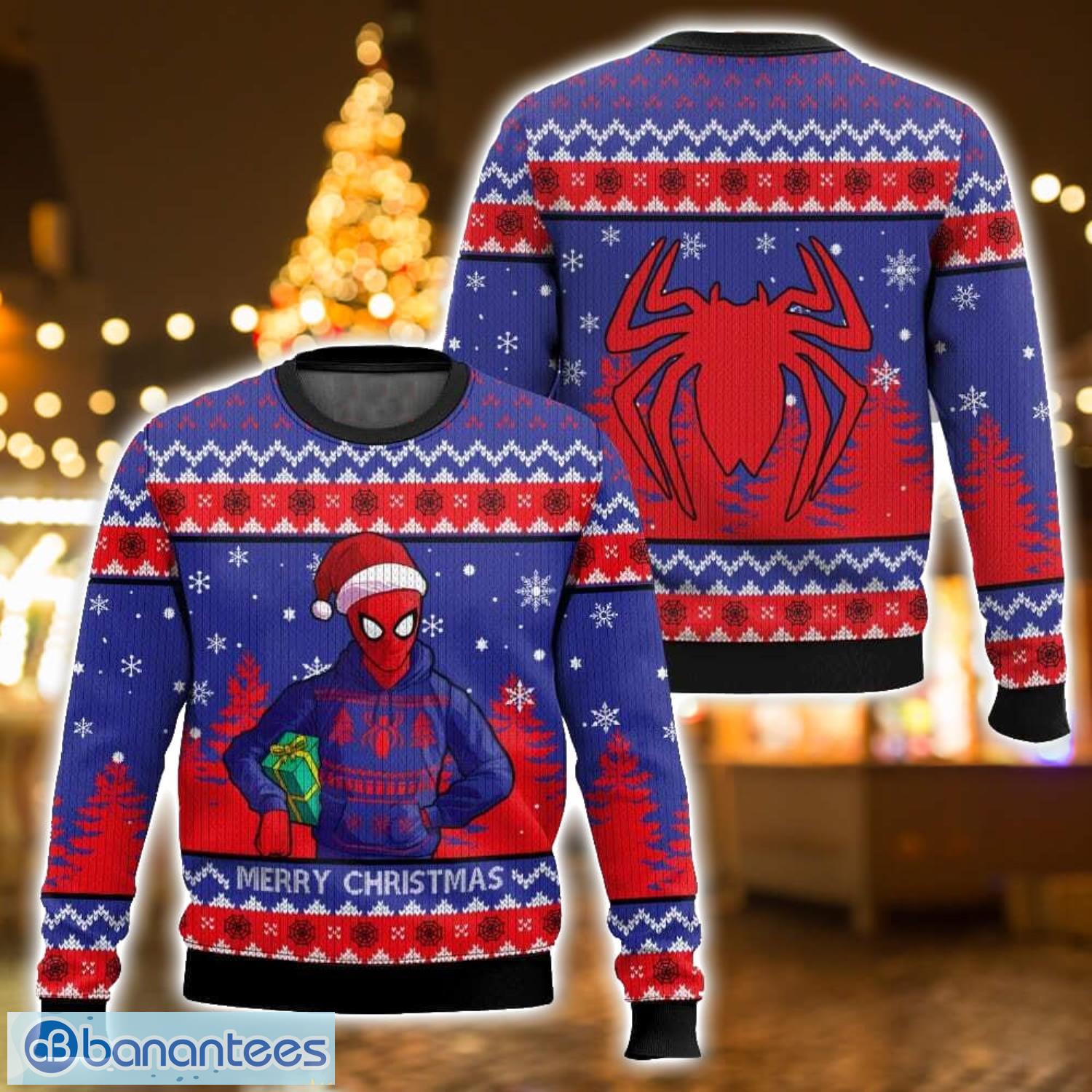 merry christmas spider man ugly christmas sweater 3d all printed sweater christmas gift image Merry Christmas Spider-man Ugly Christmas Sweater 3D All Printed Sweater Christmas Gift Product Photo 1