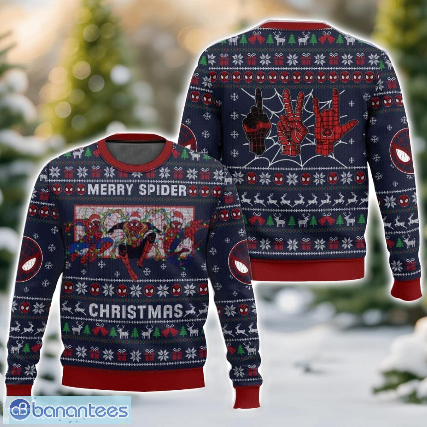 merry spider christmas ugly christmas sweater 3d all printed sweater christmas gift image Merry Spider Christmas Ugly Christmas Sweater 3D All Printed Sweater Christmas Gift Product Photo 1
